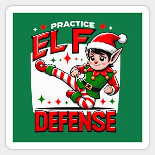 Funny Christmas Holiday Shirt - Festive Xmas Parody - Pratice Elf Defense Sticker